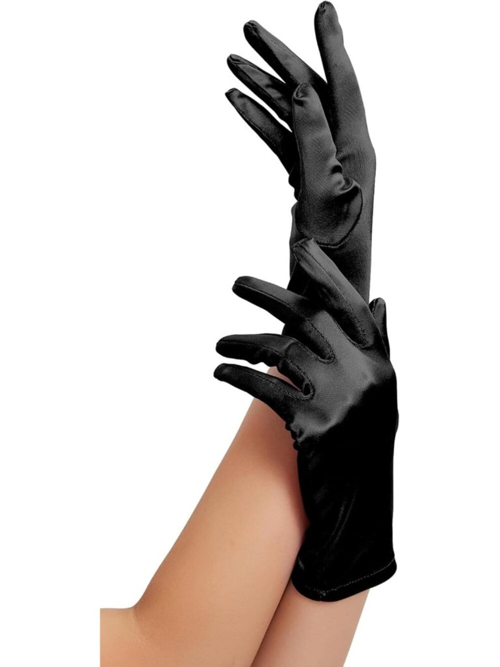 Women's Black Short Satin Wrist-Length Dress Cocktail Formal Events Gloves